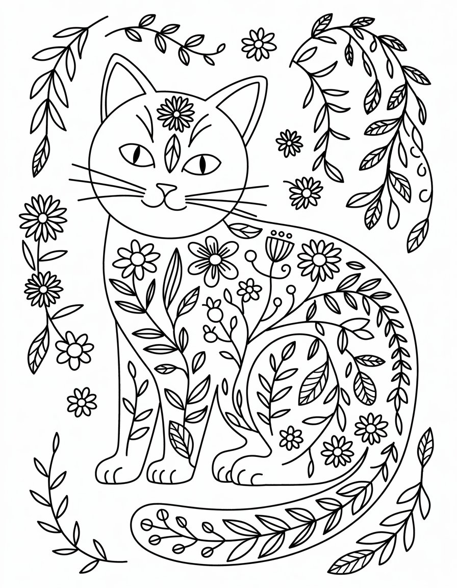 Floral Cat Mandala